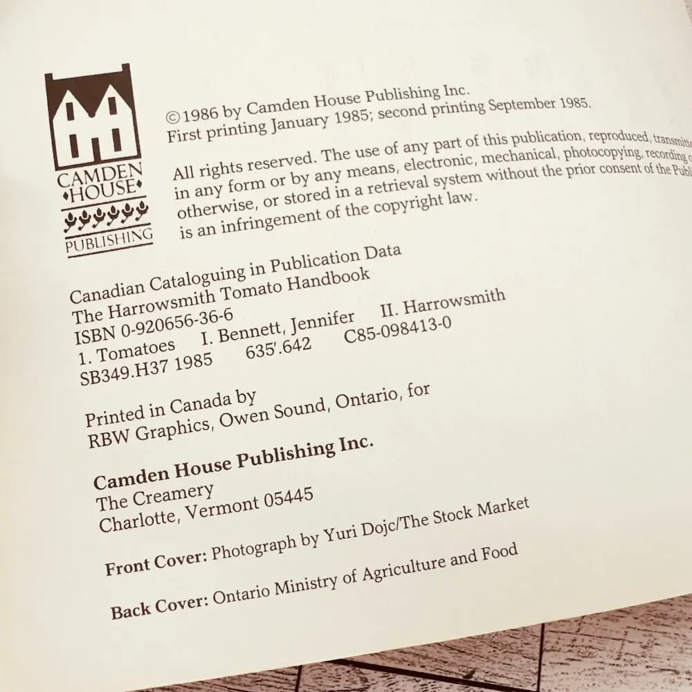 Harrowsmith Tomato Handbook by Jennifer Bennet Gardening Homesteading‎ 1986 PB